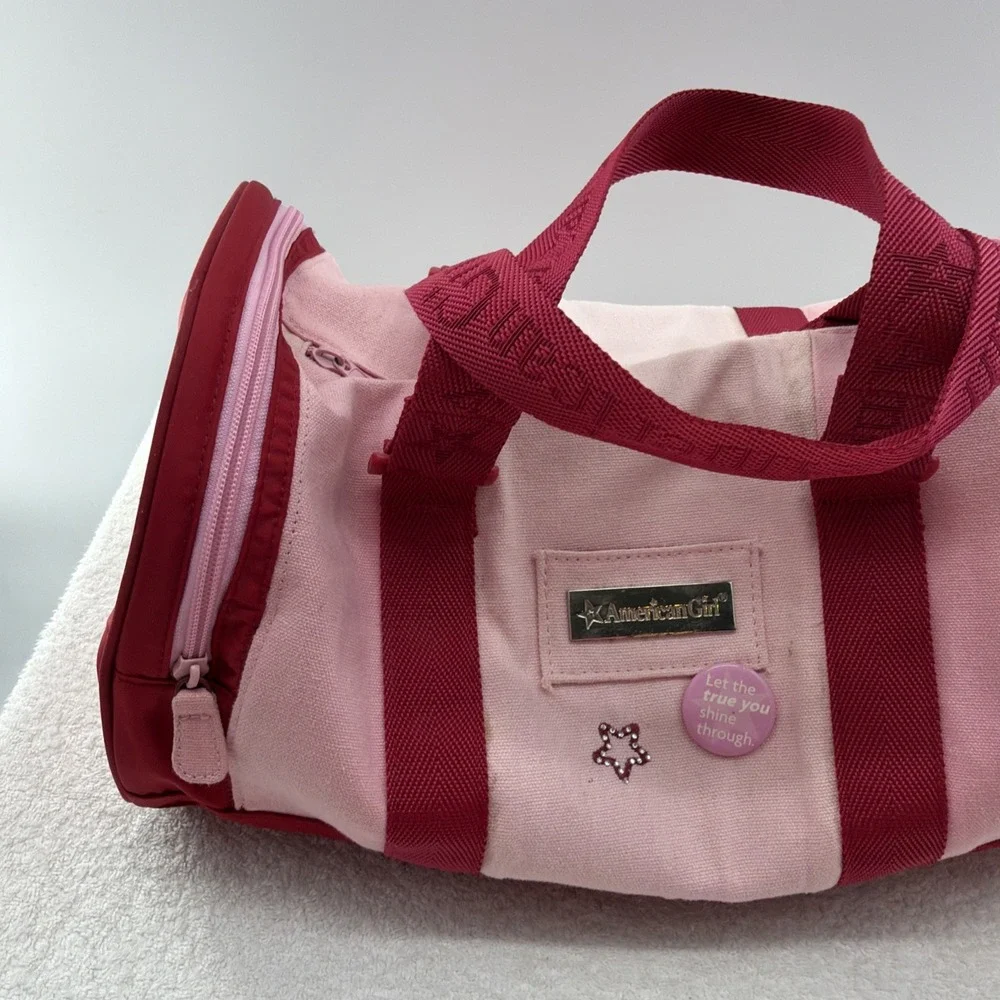 American Girl Pink And Red Weekend Duffle Bag Gym Bag Travel Tote With Pin